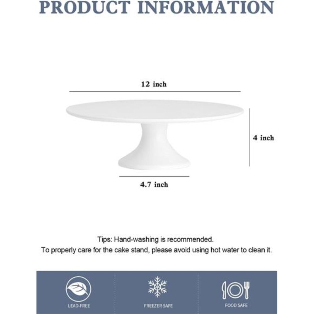 12-Inch Porcelain Round Cake Stand, Cake Plate, Dessert Stand, Cake Stand - Picture 2 of 7
